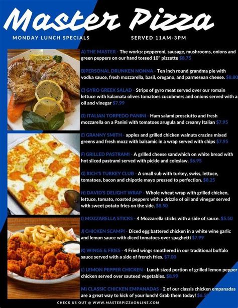 Master pizza west orange - View the Menu of Master Pizza West Orange NJ in 41 Freeman St, West Orange, NJ. Share it with friends or find your next meal. Master Pizza has a wide variety of gourmet pizzas, specialty Italian... 